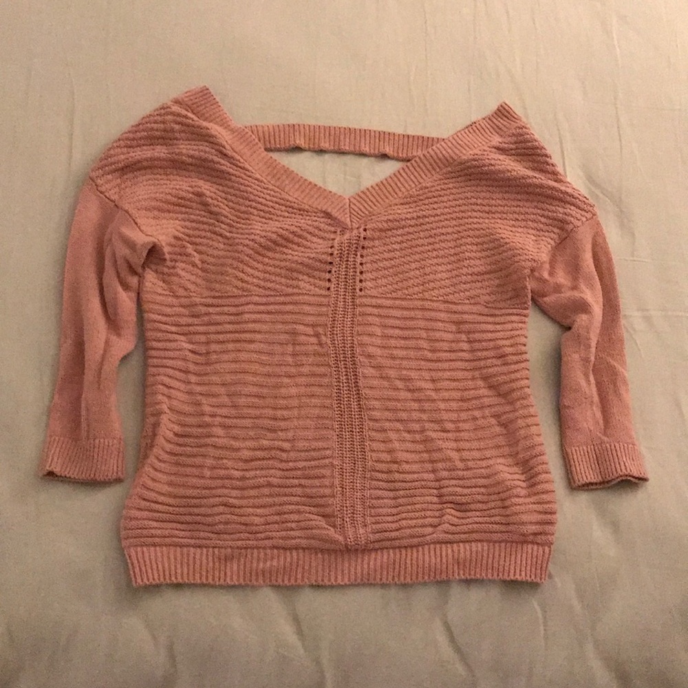 Rosy pink v neck sweater